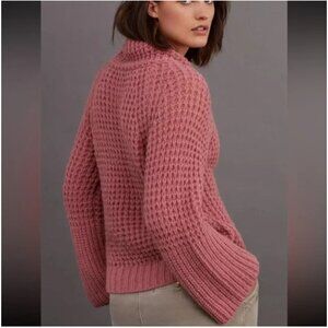 Maeve By Anthropologie Bell-Sleeved Mock-Neck Sweater In Rose, Size XL